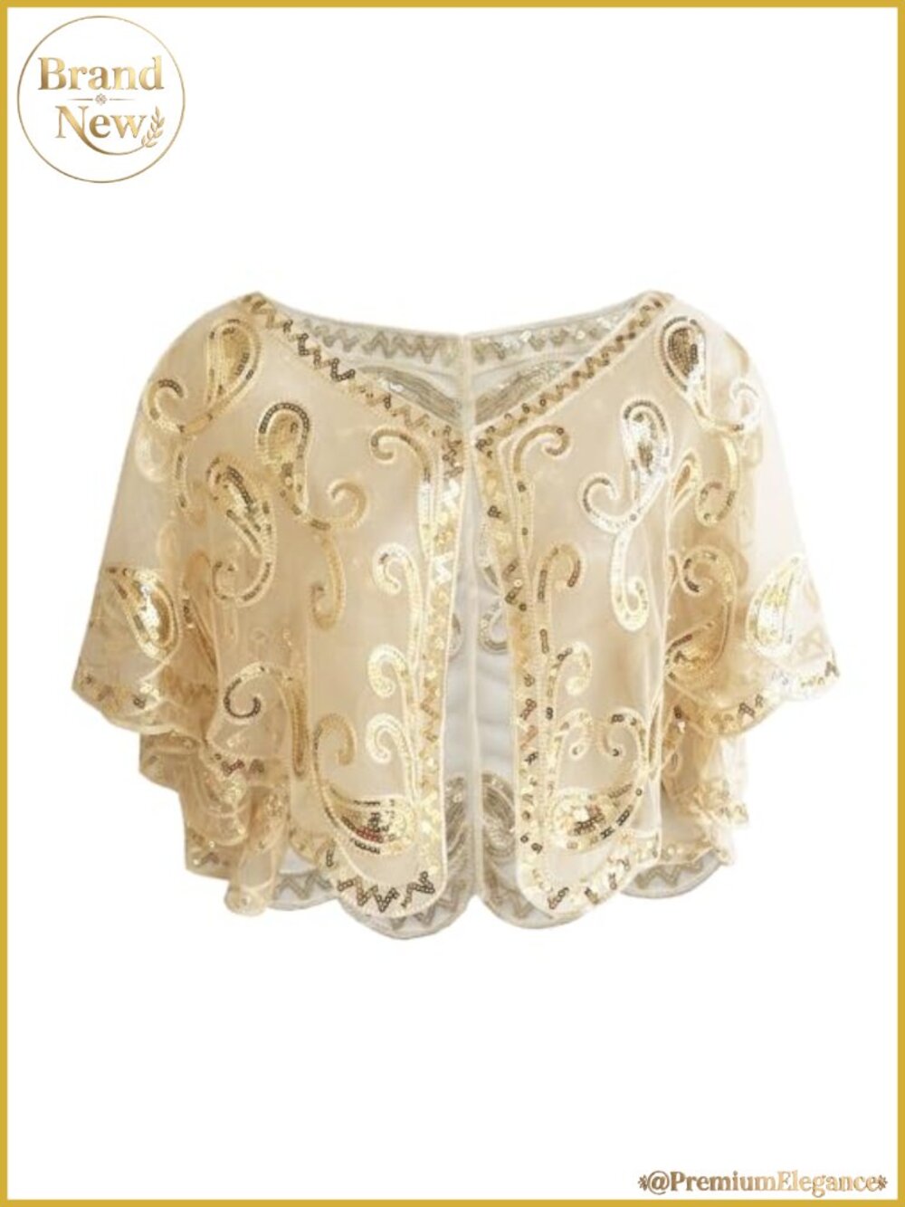 1920s Flapper Shawl Sequin Beaded Short Cape for Women Parties Prom